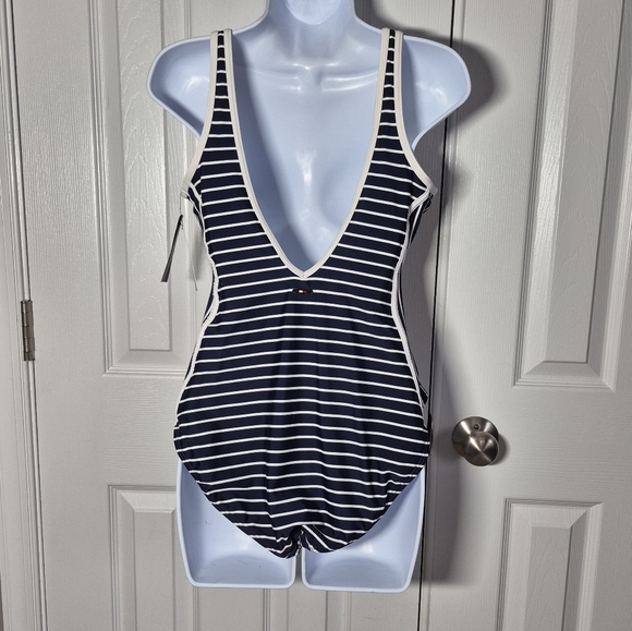 Tommy Hilfiger Swimsuit Navy Blue and White Striped One‎ Peice Women's 12 New - Picture 8 of 16
